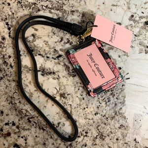 NWT JUICY COUTURE VINTAGE ROSE BLACK LANYARD